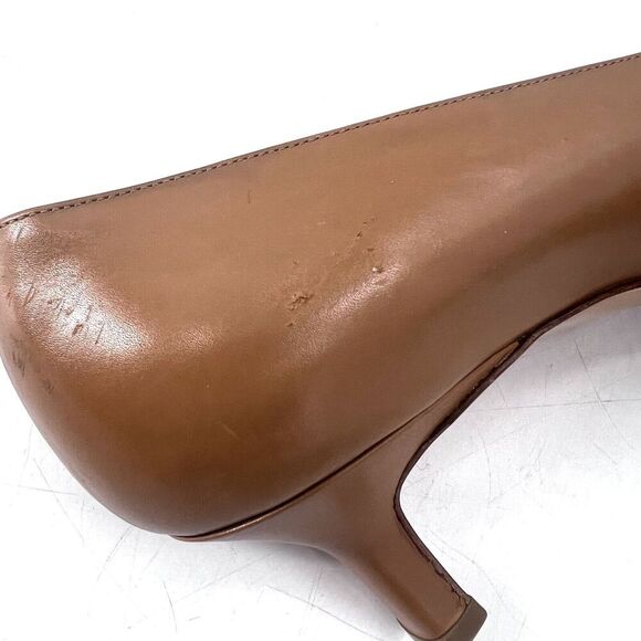 Salvatore Ferragamo Raffaella Brown Kitten Heel Square Toe Pumps Heels - Picture 9 of 13